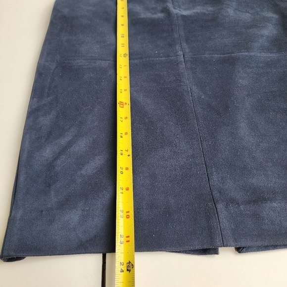 The Limited Womens Faux Suede Navy Blue Pencil Skirt Retro Chic Stretch Pencil 4 - Picture 4 of 10